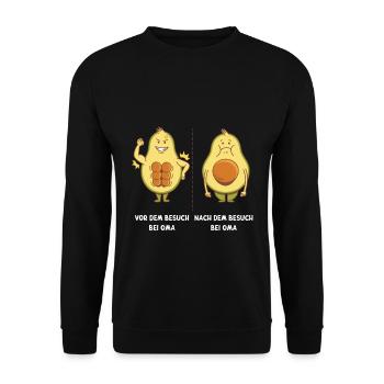 Oma beste Köchin lustiger Spruch Witz Avocado - Unisex Pullover - Schwarz - Vorne - Alina (178cm) & Michal (187cm)