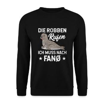 Fanö Robben Nordseeinsel - Unisex Pullover - Schwarz - Vorne - Alina (178cm) & Michal (187cm)
