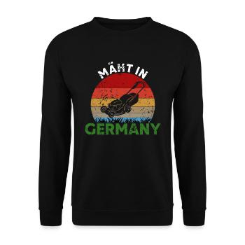Mäht In Germany Rasenmäher Gärtner Garten - Unisex Pullover - Schwarz - Vorne - Alina (178cm) & Michal (187cm)