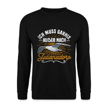 Julianadorp Niederlande Strand Möwen - Unisex Pullover - Schwarz - Vorne - Alina (178cm) & Michal (187cm)