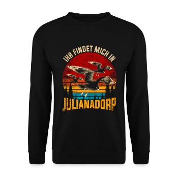 Retro Julianadorp Niederlande Urlaub Möwe - Unisex Pullover - Schwarz - Vorne - Alina (178cm) & Michal (187cm)