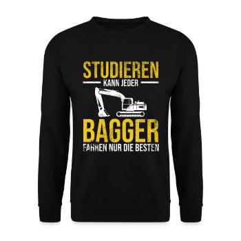 Studieren kann jeder Bagger fahren nur die Besten - Unisex Pullover - Schwarz - Vorne - Alina (178cm) & Michal (187cm)