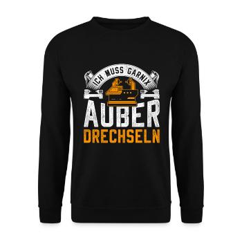 Drehbank Drechselmaschine Drechsler - Unisex Pullover - Schwarz - Vorne - Alina (178cm) & Michal (187cm)