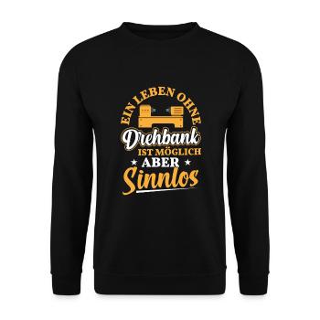 Drechsler Drechselmaschine Drehbank - Unisex Pullover - Schwarz - Vorne - Alina (178cm) & Michal (187cm)