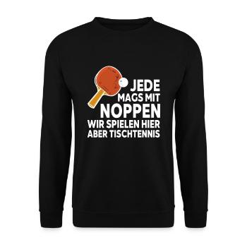 Tischtennis zweideutiger Spruch Noppen Schläger - Unisex Pullover - Schwarz - Vorne - Alina (178cm) & Michal (187cm)