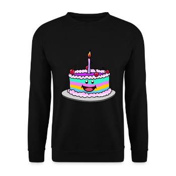 Arc-en-ciel Anniversaire gâteau gâteau fantaisie - Sweat-shirt Unisexe - noir - Devant - Alina (178cm) & Michal (187cm)