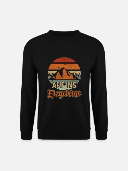 Retro Erzgebirge Spruch Berge - Unisex Pullover - Schwarz