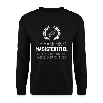 Magistertitel Magister Hut Abschluss Absolvent - Unisex Pullover - Schwarz - Vorne - Alina (178cm) & Michal (187cm)