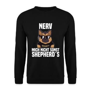 nerv mich nicht sonst shepherd´s Security Wachmann - Unisex Pullover - Schwarz - Vorne - Alina (178cm) & Michal (187cm)