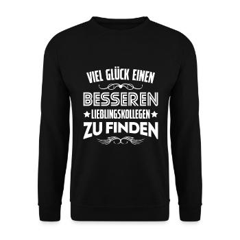 Jobwechsel Abschied Kollegen Kollege - Unisex Pullover - Schwarz - Vorne - Alina (178cm) & Michal (187cm)