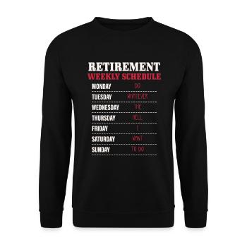 Rentner Ruhestand Renteneintritt Pensionierung Ren - Unisex Pullover - Schwarz - Vorne - Alina (178cm) & Michal (187cm)