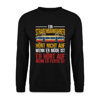 Straßenbahn Straßenbahnfahrer Beruf - Unisex Pullover - Schwarz - Vorne - Alina (178cm) & Michal (187cm)