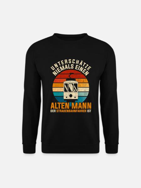 Retro Straßenbahnfahrer Straßenbahn Tram - Unisex Pullover - Schwarz
