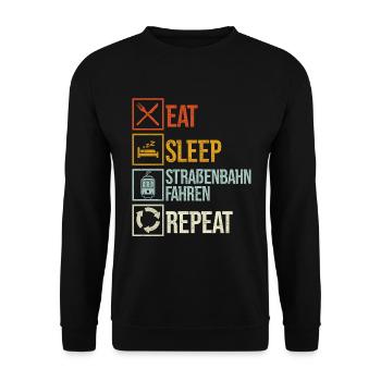 Straßenbahnfahrer Spruch Straßenbahn - Unisex Pullover - Schwarz - Vorne - Alina (178cm) & Michal (187cm)