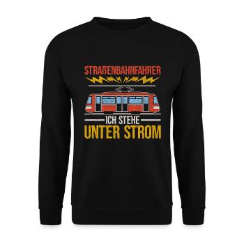 Straßenbahnfahrer Straßenbahn - Unisex Pullover - Schwarz - Vorne - Alina (178cm) & Michal (187cm)