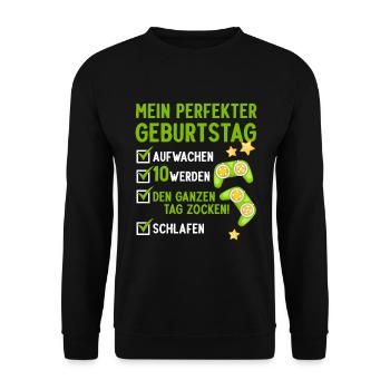 10. Geburtstag Jungen Jungs 10 Jahre Gamer Zocken - Unisex Pullover - Schwarz - Vorne - Alina (178cm) & Michal (187cm)