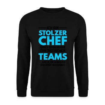 Bester Chef Sprüche Spruch Ich Bin Stolzer Chef Te - Unisex Pullover - Schwarz - Vorne - Alina (178cm) & Michal (187cm)