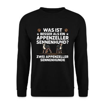 was ist besser als ein Appenzeller Sennenhund - Unisex Pullover - Schwarz - Vorne - Alina (178cm) & Michal (187cm)