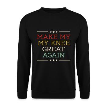 Make my Knee grat again - Knie Verletzung - Unisex Pullover - Schwarz - Vorne - Alina (178cm) & Michal (187cm)