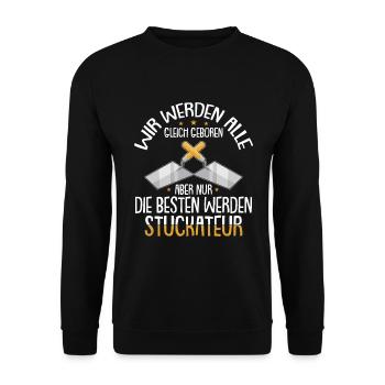 Stuckateur Verputzer Spachtel - Unisex Pullover - Schwarz - Vorne - Alina (178cm) & Michal (187cm)