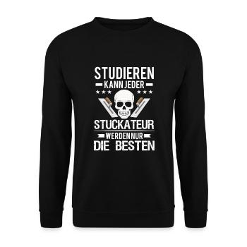Stuckateur Verputzer Spachtel Gipser - Unisex Pullover - Schwarz - Vorne - Alina (178cm) & Michal (187cm)