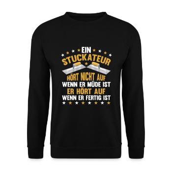 Stuckateur Spachtel Spruch Verputzer - Unisex Pullover - Schwarz - Vorne - Alina (178cm) & Michal (187cm)