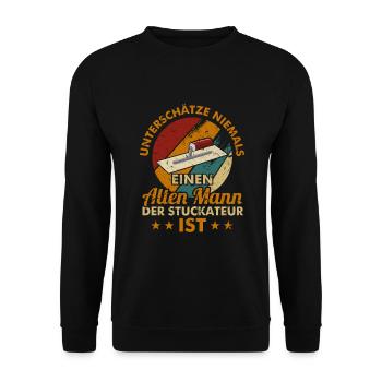 Retro Stuckateur nicht unterschätzen Verputzer - Unisex Pullover - Schwarz - Vorne - Alina (178cm) & Michal (187cm)