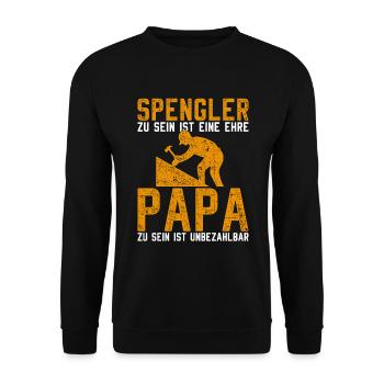 Spengler Papa Klempner Installateur - Unisex Pullover - Schwarz - Vorne - Alina (178cm) & Michal (187cm)