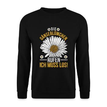 Gänseblümchen rufen Maßliebchen Blume - Unisex Pullover - Schwarz - Vorne - Alina (178cm) & Michal (187cm)