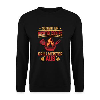 So sieht ein Grillmeister aus grillen BBQ - Unisex Pullover - Schwarz - Vorne - Alina (178cm) & Michal (187cm)