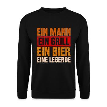 Grillen Bier BBQ Grill - Unisex Pullover - Schwarz - Vorne - Alina (178cm) & Michal (187cm)