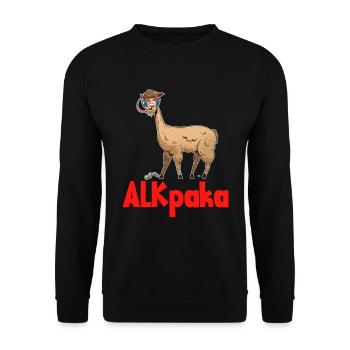 Alkpaka lustiges Alkohol Alpaka Biertrinker - Unisex Pullover - Schwarz - Vorne - Alina (178cm) & Michal (187cm)