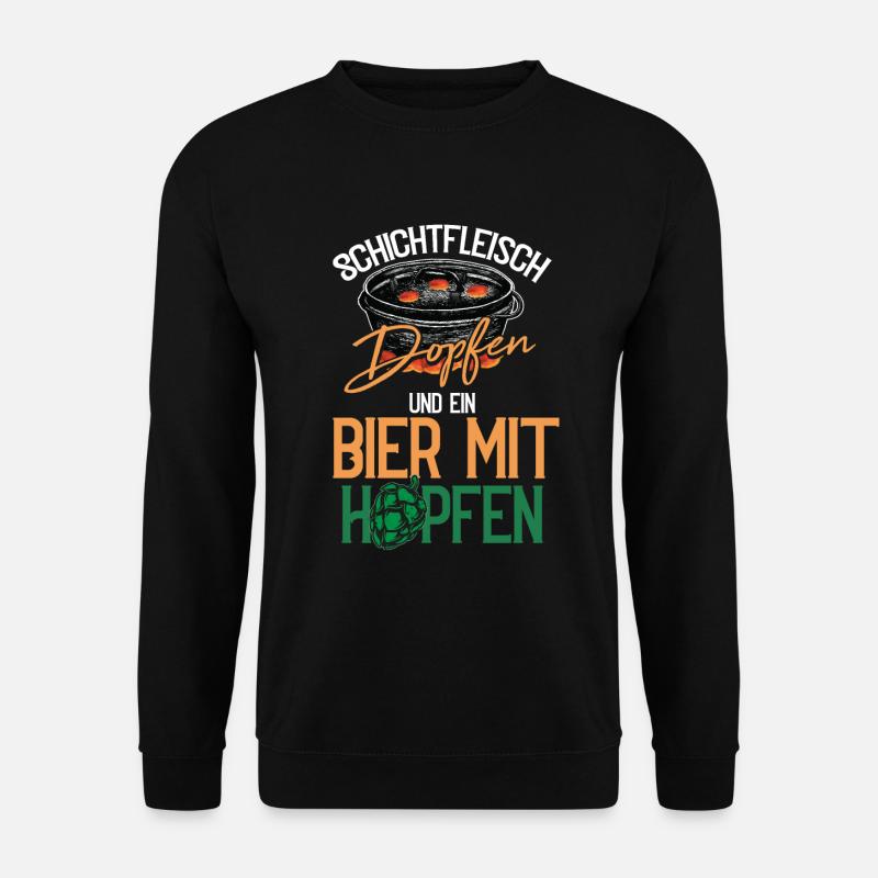 Dutch Oven Schichtfleisch Dopfen Feuertopf - Unisex Pullover - Schwarz