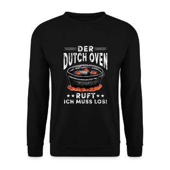 Dutch Oven ruft Dopfen Feuertopf - Unisex Pullover - Schwarz - Vorne - Alina (178cm) & Michal (187cm)