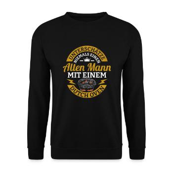 Dutch Oven Dopfen nicht unterschätzen BBQ - Unisex Pullover - Schwarz - Vorne - Alina (178cm) & Michal (187cm)