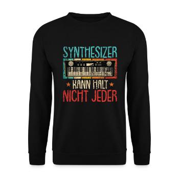 Retro Synthesizer Analog Keyboard - Unisex Pullover - Schwarz - Vorne - Alina (178cm) & Michal (187cm)