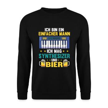 Synthesizer und Bier Keyboard Synth - Unisex Pullover - Schwarz - Vorne - Alina (178cm) & Michal (187cm)
