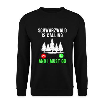 Der Schwarzwald ruft Schwarzwälder - Unisex Pullover - Schwarz - Vorne - Alina (178cm) & Michal (187cm)