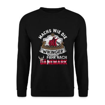 Dänemark fahren Flagge Skandinavien Wikinger - Unisex Pullover - Schwarz - Vorne - Alina (178cm) & Michal (187cm)