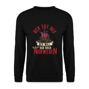 Nach Norwegen Flagge Skandinavien Wikinger - Unisex Pullover - Schwarz - Vorne - Alina (178cm) & Michal (187cm)