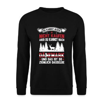 Dänemark Glück Flagge Skandinavien - Unisex Pullover - Schwarz - Vorne - Alina (178cm) & Michal (187cm)