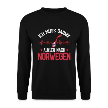 Norwegen Flagge Elch Herzschlag Skandinavien - Unisex Pullover - Schwarz - Vorne - Alina (178cm) & Michal (187cm)