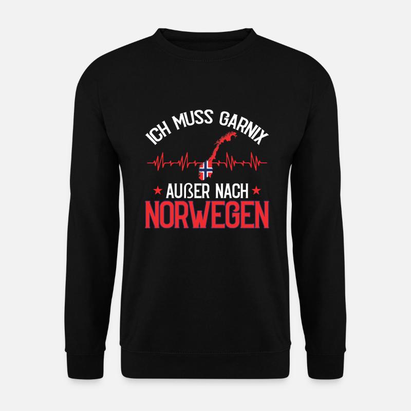 Norwegen Flagge Elch Herzschlag Skandinavien - Unisex Pullover - Schwarz