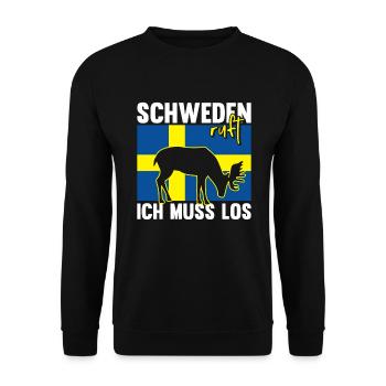 Schweden ruft Elch Flagge Skandinavien - Unisex Pullover - Schwarz - Vorne - Alina (178cm) & Michal (187cm)