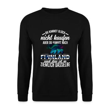 Finnland Nordlichter Bär Flagge Skandinavien - Unisex Pullover - Schwarz - Vorne - Alina (178cm) & Michal (187cm)