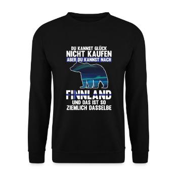 Finnland Nordlichter Bär Flagge Skandinavien - Unisex Pullover - Schwarz - Vorne - Alina (178cm) & Michal (187cm)