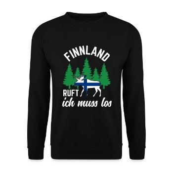 Finnland ruft Flagge Skandinavien Elch - Unisex Pullover - Schwarz - Vorne - Alina (178cm) & Michal (187cm)