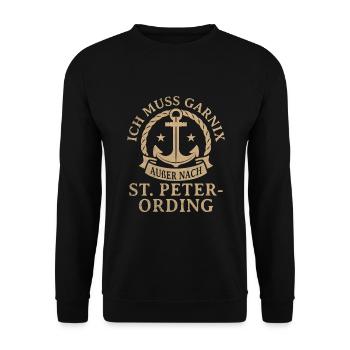 St. Peter-Ording Nordfriesland Seebad - Unisex Pullover - Schwarz - Vorne - Alina (178cm) & Michal (187cm)