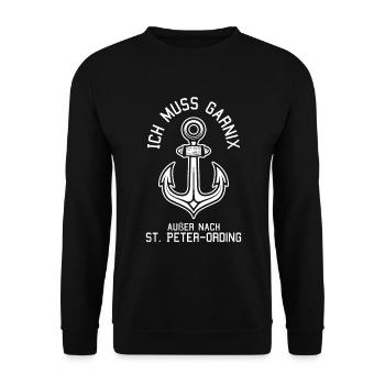 St. Peter-Ording Nordfriesland Seebad - Unisex Pullover - Schwarz - Vorne - Alina (178cm) & Michal (187cm)