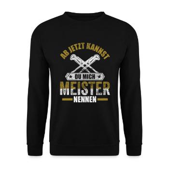 Installateur Meister bestanden Heizungsbauer Heizu - Unisex Pullover - Schwarz - Vorne - Alina (178cm) & Michal (187cm)